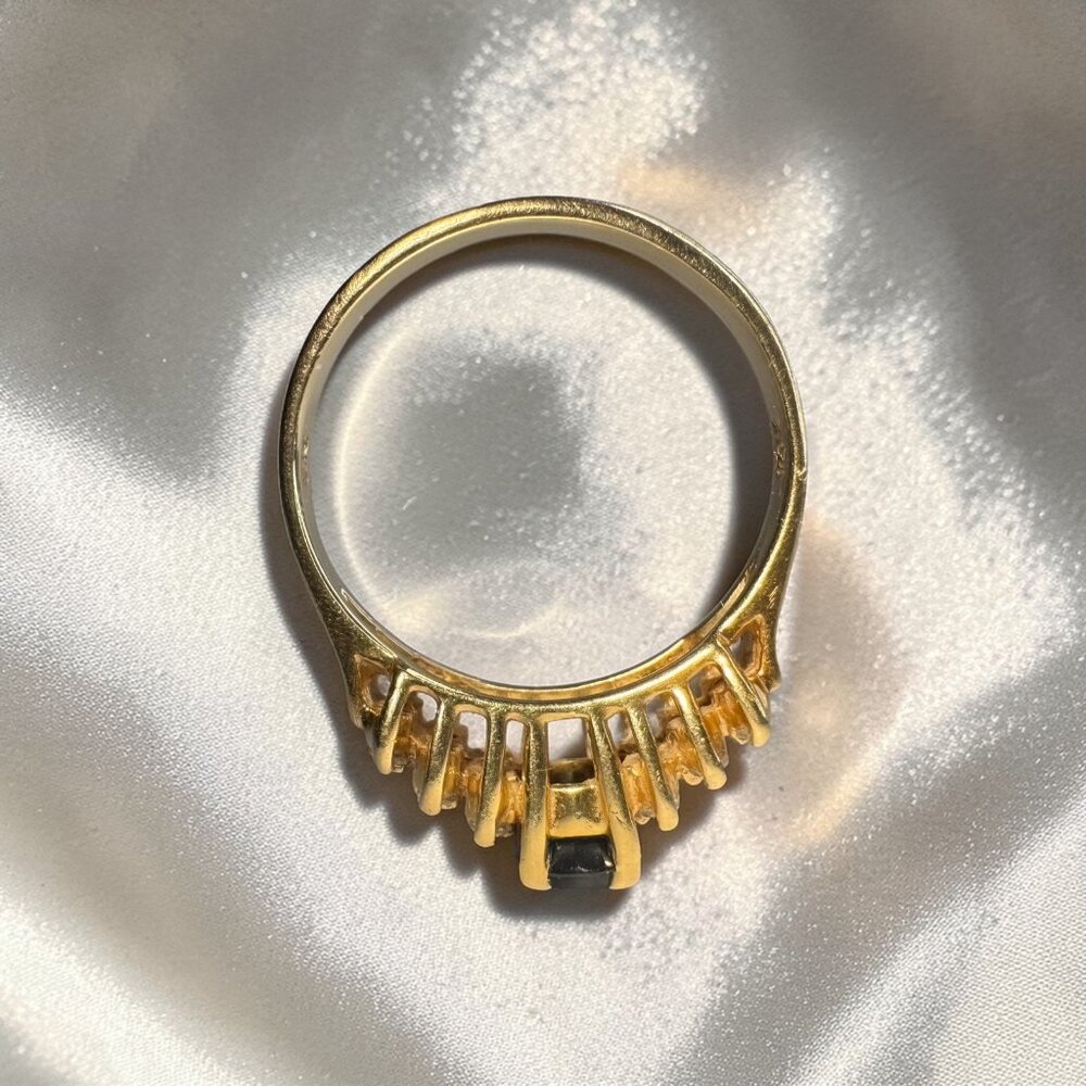 Vintage Effy 14K Gold Blue Sapphire Diamond Ring | Natural Sapphire Ring |Size 5 - Picture 10 of 16